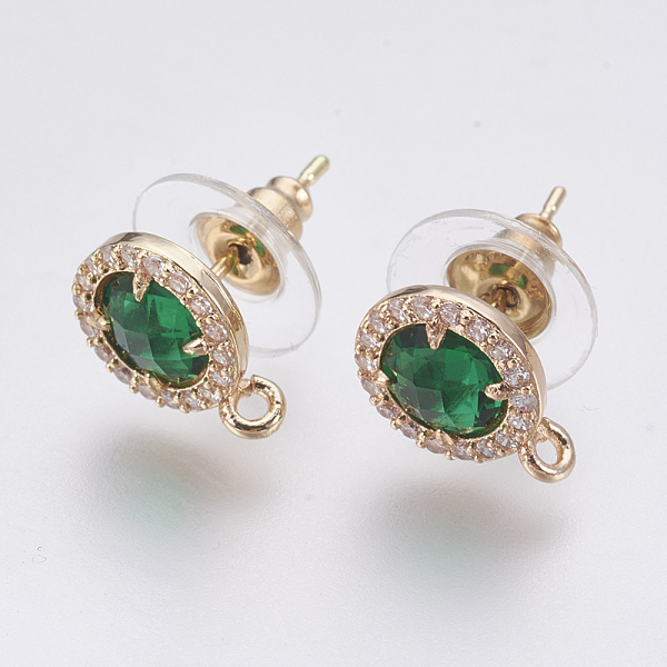 PandaHall Faceted Glass Stud Earring Findings, with Loop, Brass Micro Pave Cubic Zirconia Findings, Flat Round, Light Gold, Green, 12x9x4mm...
PandaHall Faceted Glass Stud Earring Findings, with Loop, Brass Micro Pave Cubic Zirconia Findings, Flat Round, Light Gold, Green, 12x9x4mm...