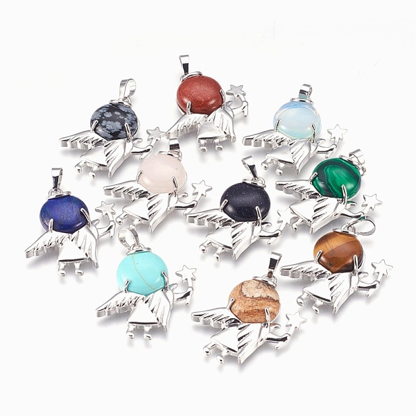 PandaHall Natural & Synthetic Gemstone Pendants, with Platinum Tone Findings, Angel, 37x32x8mm, Hole: 5x8mm Mixed Stone Angel & Fairy..., Multicolor
PandaHall Natural & Synthetic Gemstone Pendants, with Platinum Tone Findings, Angel, 37x32x8mm, Hole: 5x8mm Mixed Stone Angel & Fairy..., Multicolor