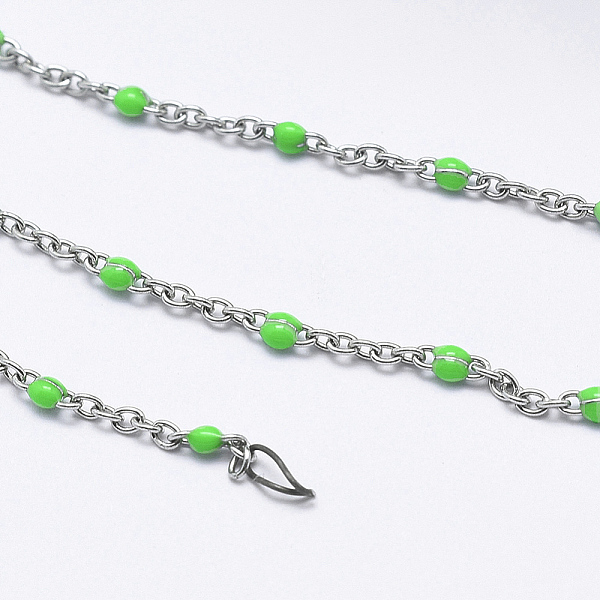 PandaHall Handmade Stainless Steel Color 304 Stainless Steel Cable Chains, with Enamel Beaded, Soldered, with Spool, Medium Spring Green...
PandaHall Handmade Stainless Steel Color 304 Stainless Steel Cable Chains, with Enamel Beaded, Soldered, with Spool, Medium Spring Green...