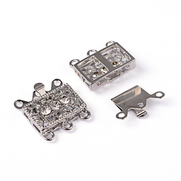 PandaHall Brass Filigree Box Clasps, with Rhinestone, Rectangle, Platinum, 17x18x7mm, Hole: 1.5mm Brass+Rhinestone Rectangle
PandaHall Brass Filigree Box Clasps, with Rhinestone, Rectangle, Platinum, 17x18x7mm, Hole: 1.5mm Brass+Rhinestone Rectangle
