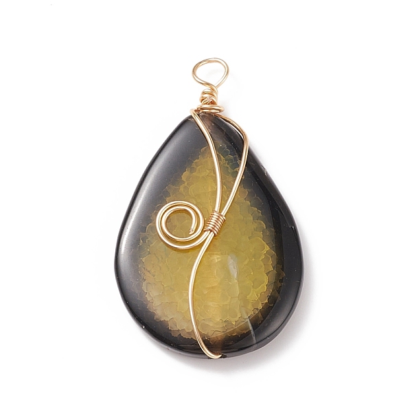 PandaHall Natural Crackle Agate Pendants, Golden Tone Copper Wire Wrapped Teardrop Charms, Dark Khaki, 48x27x6.5mm, Hole: 4.5mm Crackle...
PandaHall Natural Crackle Agate Pendants, Golden Tone Copper Wire Wrapped Teardrop Charms, Dark Khaki, 48x27x6.5mm, Hole: 4.5mm Crackle...