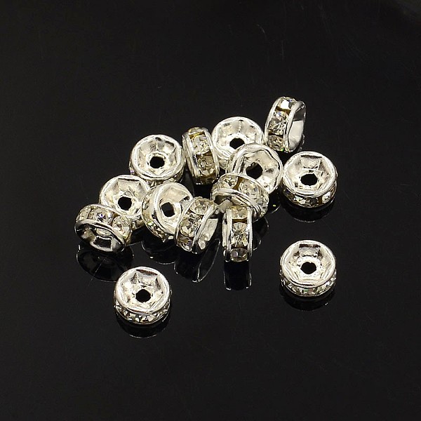 PandaHall Brass Rhinestone Spacer Beads, Grade A, Crystal, Straight Flange, Rondelle, Silver Color Plated, 5x2.5mm, Hole: 1mm..., Clear
PandaHall Brass Rhinestone Spacer Beads, Grade A, Crystal, Straight Flange, Rondelle, Silver Color Plated, 5x2.5mm, Hole: 1mm..., Clear