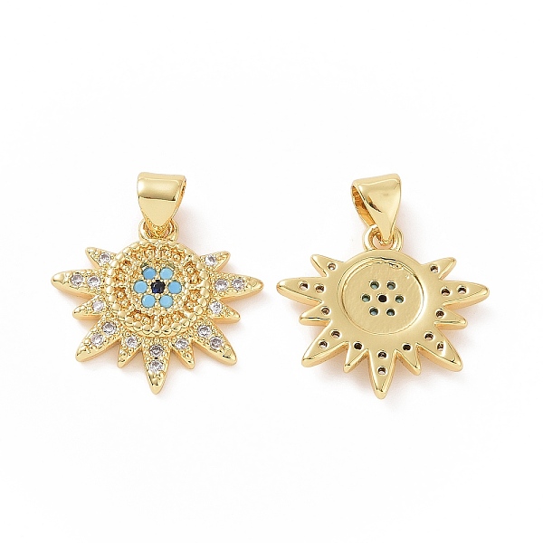 PandaHall Brass Micro Pave Cubic Zirconia Pendants, Sun with Evil Eye Charm, Golden, 21x18x2.5mm, Hole: 5x3mm Brass+Cubic Zirconia Sun Cyan
PandaHall Brass Micro Pave Cubic Zirconia Pendants, Sun with Evil Eye Charm, Golden, 21x18x2.5mm, Hole: 5x3mm Brass+Cubic Zirconia Sun Cyan
