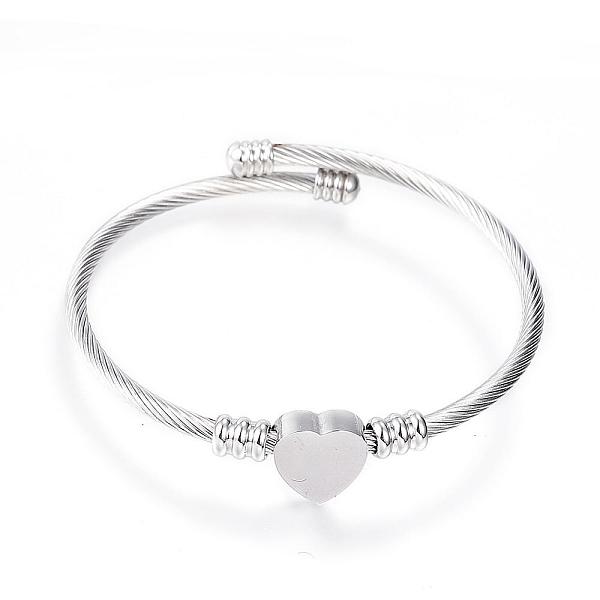 PandaHall 316 Surgical Stainless Steel Torque Bangles, Heart, Stainless Steel Color, 2-1/4 inch(57mm) 316 Surgical Stainless Steel
PandaHall 316 Surgical Stainless Steel Torque Bangles, Heart, Stainless Steel Color, 2-1/4 inch(57mm) 316 Surgical Stainless Steel