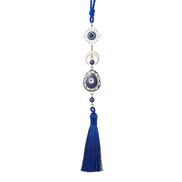 PandaHall Teardrop with Evil Eye Plastic Enamel & Brass Moon/Sun Pendant Decorations, Braided Nylon Thread Tassel Hanging Ornaments, Blue...
PandaHall Teardrop with Evil Eye Plastic Enamel & Brass Moon/Sun Pendant Decorations, Braided Nylon Thread Tassel Hanging Ornaments, Blue...