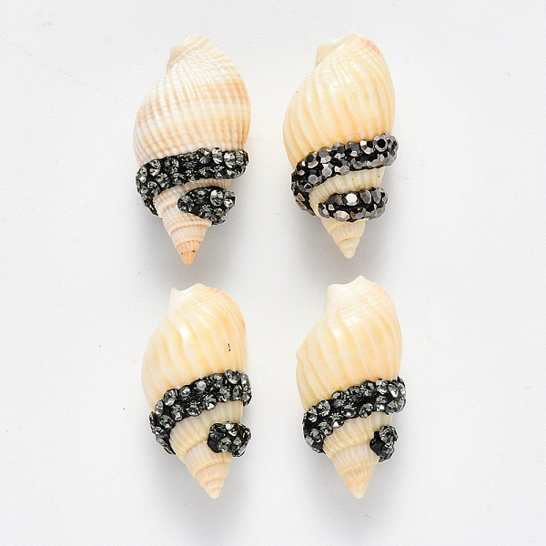 PandaHall Spiral Shell Beads, with Polymer Clay Rhinestones, No Hole/Undrilled, Black Diamond, PP11(1.7~1.8mm), 22~26x11~13x10~11mm Spiral..., Gray
PandaHall Spiral Shell Beads, with Polymer Clay Rhinestones, No Hole/Undrilled, Black Diamond, PP11(1.7~1.8mm), 22~26x11~13x10~11mm Spiral..., Gray