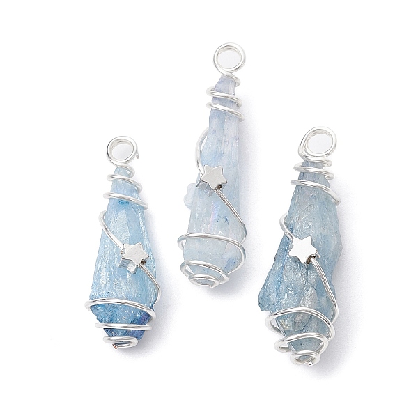 PandaHall Electroplated Natural Quartz Crystal Dyed Copper Wire Wrapped Pendants, Teardrop Charms with Brass Star, Silver Color Plated, Sky...
PandaHall Electroplated Natural Quartz Crystal Dyed Copper Wire Wrapped Pendants, Teardrop Charms with Brass Star, Silver Color Plated, Sky...