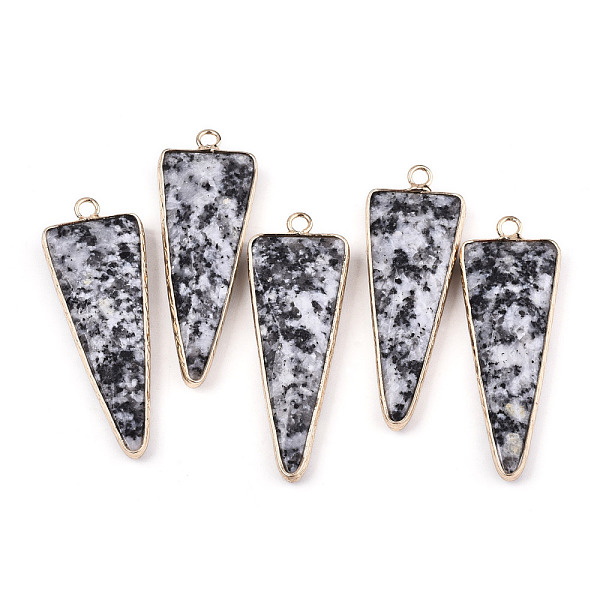 PandaHall Natural Sesame Jasper Pointed Pendants, with Light Gold Plated Brass Edge and Loop, Triangle, Faceted, 45.5x16.5x6~7mm, Hole...
PandaHall Natural Sesame Jasper Pointed Pendants, with Light Gold Plated Brass Edge and Loop, Triangle, Faceted, 45.5x16.5x6~7mm, Hole...