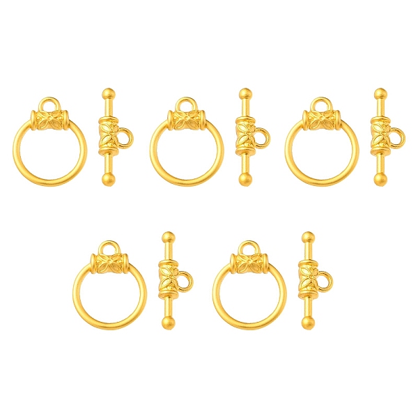 PandaHall Alloy Toggle Clasps, Round Ring Shape with Flower, Matte Gold Color, Ring: 18x15x4mm, Bar: 7x21x4mm, Hole: 2.5mm Alloy Ring
PandaHall Alloy Toggle Clasps, Round Ring Shape with Flower, Matte Gold Color, Ring: 18x15x4mm, Bar: 7x21x4mm, Hole: 2.5mm Alloy Ring