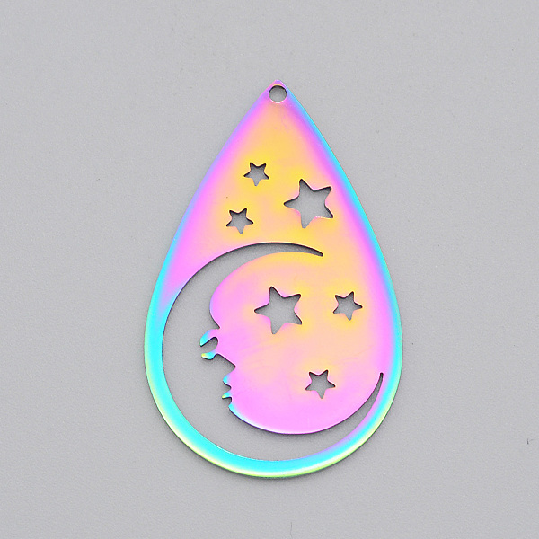 PandaHall Ion Plating(IP) 201 Stainless Steel Pendants, Laser Cut, Teardrop with Star, Rainbow Color, 37.5x23.5x1mm, Hole: 1.5mm 201...
PandaHall Ion Plating(IP) 201 Stainless Steel Pendants, Laser Cut, Teardrop with Star, Rainbow Color, 37.5x23.5x1mm, Hole: 1.5mm 201...