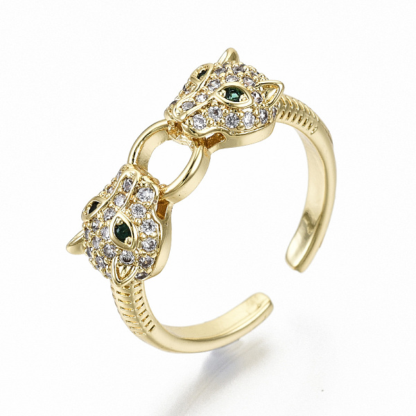 PandaHall Brass Micro Pave Clear Cubic Zirconia Cuff Rings, Open Rings, Nickel Free, Leopard, Door Knocker, Real 16K Gold Plated, US Size 6...
PandaHall Brass Micro Pave Clear Cubic Zirconia Cuff Rings, Open Rings, Nickel Free, Leopard, Door Knocker, Real 16K Gold Plated, US Size 6...