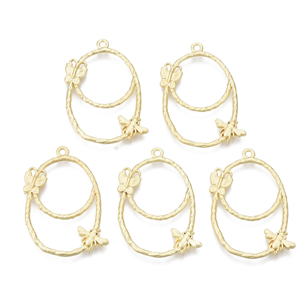 PandaHall Alloy Pendants, with Butterfly & Bee, Oval, Matte Gold Color, 31.5x23~24x2mm, Hole: 1.6mm Alloy Oval
PandaHall Alloy Pendants, with Butterfly & Bee, Oval, Matte Gold Color, 31.5x23~24x2mm, Hole: 1.6mm Alloy Oval