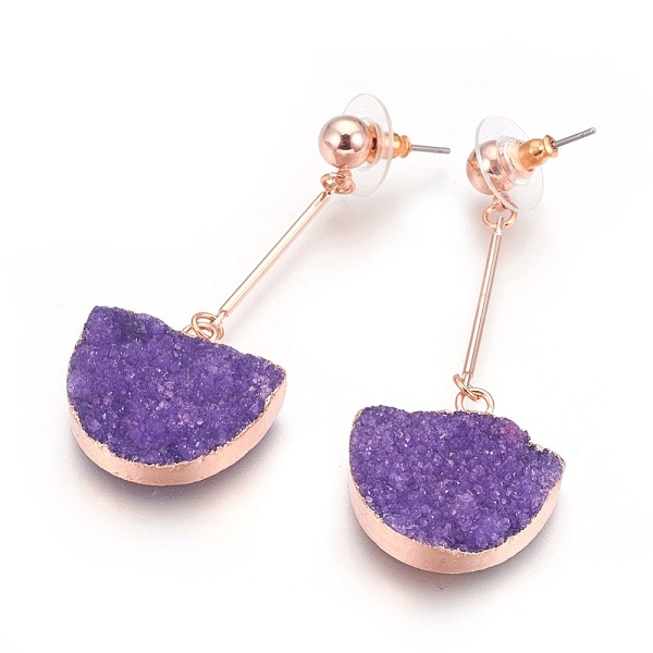 PandaHall Natural Druzy Quartz Dangle Stud Earrings, with Golden Tone Brass Findings, Half Round, Indigo, 56mm, Pin: 0.7mm Quartz Purple
PandaHall Natural Druzy Quartz Dangle Stud Earrings, with Golden Tone Brass Findings, Half Round, Indigo, 56mm, Pin: 0.7mm Quartz Purple