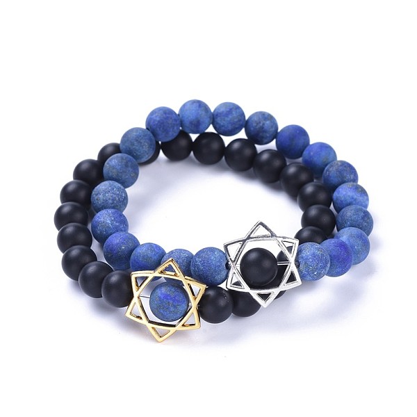 PandaHall Natural Black Agate(Dyed) Bead and Natural Lapis Lazuli(Dyed & Heated) Bead Stretch Bracelet Sets, with Alloy Findings, Frosted...
PandaHall Natural Black Agate(Dyed) Bead and Natural Lapis Lazuli(Dyed & Heated) Bead Stretch Bracelet Sets, with Alloy Findings, Frosted...