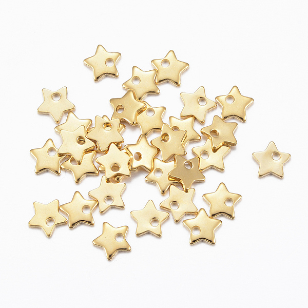 PandaHall 304 Stainless Steel Charms, Star, Real 24K Gold Plated, 5.5x6x1mm, Hole: 1mm 304 Stainless Steel Star
PandaHall 304 Stainless Steel Charms, Star, Real 24K Gold Plated, 5.5x6x1mm, Hole: 1mm 304 Stainless Steel Star