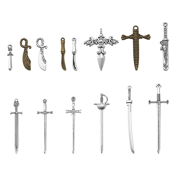 PandaHall Tibetan Style Alloy Big Pendants, Knife and Sword, for Craf Jewelry Making, Mixed Color, 34pcs/set Alloy Others
PandaHall Tibetan Style Alloy Big Pendants, Knife and Sword, for Craf Jewelry Making, Mixed Color, 34pcs/set Alloy Others