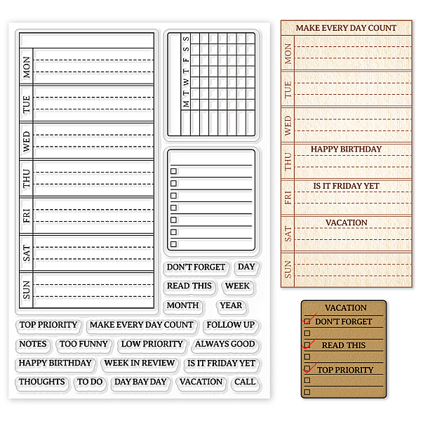 PandaHall GLOBLELAND Weekly Plan Clear Stamp Calendar Schedule Silicone Clear Stamp Seals for Cards Making DIY Scrapbooking Photo Journal...
PandaHall GLOBLELAND Weekly Plan Clear Stamp Calendar Schedule Silicone Clear Stamp Seals for Cards Making DIY Scrapbooking Photo Journal...