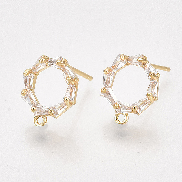 PandaHall Brass Cubic Zirconia Stud Earring Findings, with Loop, Clear, Nickel Free, Real 18K Gold Plated, 12x10.5mm, Hole: 1mm, Pin: 0.8mm...
PandaHall Brass Cubic Zirconia Stud Earring Findings, with Loop, Clear, Nickel Free, Real 18K Gold Plated, 12x10.5mm, Hole: 1mm, Pin: 0.8mm...