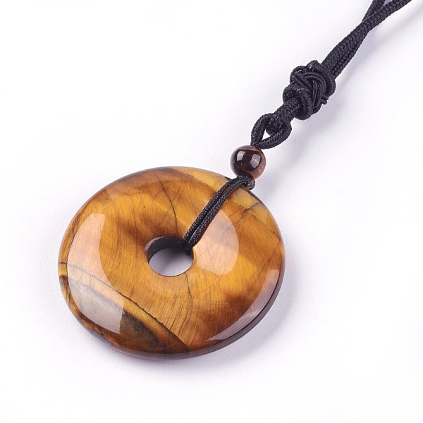 PandaHall Adjustable Natural Tiger Eye Pendant Necklaces, with Nylon Theard, Donut/Pi Disc, 23.6 inch~24.8 inch(60~63cm), Donut: 40x6~9mm...
PandaHall Adjustable Natural Tiger Eye Pendant Necklaces, with Nylon Theard, Donut/Pi Disc, 23.6 inch~24.8 inch(60~63cm), Donut: 40x6~9mm...