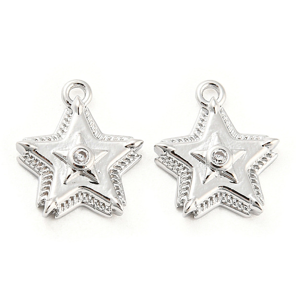 PandaHall Brass Micro Pave Cubic Zirconia Charms, Star, Real Platinum Plated, 13x11x3mm, Hole: 1.2mm Brass+Cubic Zirconia Star Clear
PandaHall Brass Micro Pave Cubic Zirconia Charms, Star, Real Platinum Plated, 13x11x3mm, Hole: 1.2mm Brass+Cubic Zirconia Star Clear