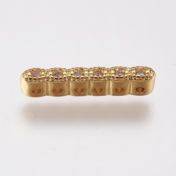 PandaHall Brass Micro Pave Cubic Zirconia Spacer Bars, Clear, Golden, 15.5x2.5x3mm, Hole: 1mm Brass Rectangle Clear
PandaHall Brass Micro Pave Cubic Zirconia Spacer Bars, Clear, Golden, 15.5x2.5x3mm, Hole: 1mm Brass Rectangle Clear