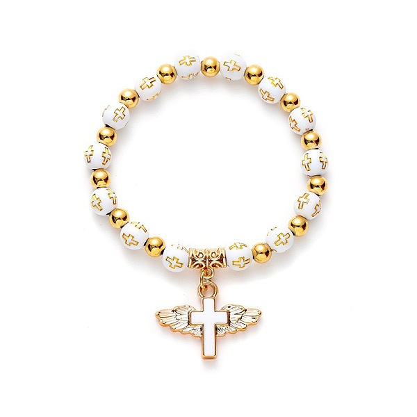 PandaHall Gold acrylic cross bead bracelet angel cross prayer bead bracelet Natural Gemstone
PandaHall Gold acrylic cross bead bracelet angel cross prayer bead bracelet Natural Gemstone