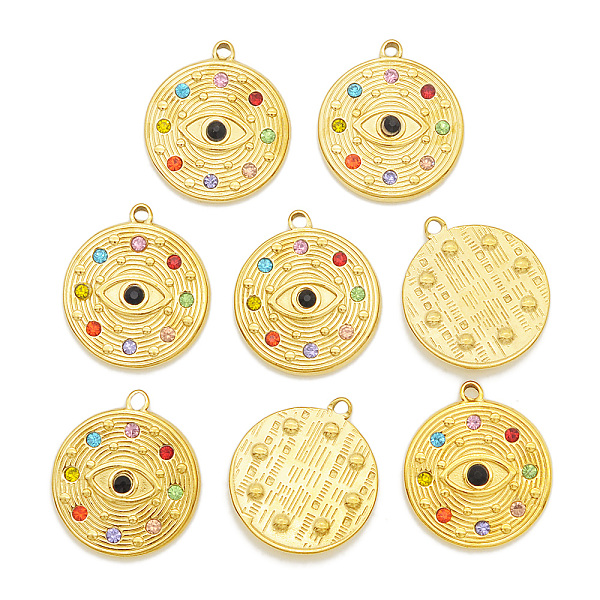 PandaHall 201 Stainless Steel Pendants, with Colorful Rhinestone, Flat Round with Eye, Golden, 23x20.5x3mm, Hole: 1.6mm 201 Stainless Steel..., Multicolor
PandaHall 201 Stainless Steel Pendants, with Colorful Rhinestone, Flat Round with Eye, Golden, 23x20.5x3mm, Hole: 1.6mm 201 Stainless Steel..., Multicolor