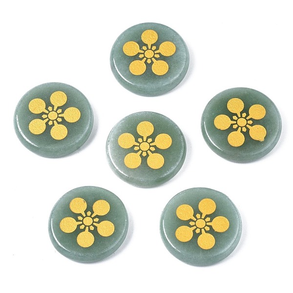 PandaHall Natural Green Aventurine Cabochons, Flat Round with Flower Pattern, 25x5mm, about 6pcs/bag Green Aventurine Flat Round
PandaHall Natural Green Aventurine Cabochons, Flat Round with Flower Pattern, 25x5mm, about 6pcs/bag Green Aventurine Flat Round