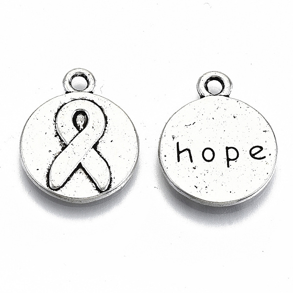 PandaHall Tibetan Style Alloy Pendants, Flat Round with Silk Ribbon, Cadmium Free & Lead Free, Antique Silver, 20x16x2mm, Hole: 2mm, about...
PandaHall Tibetan Style Alloy Pendants, Flat Round with Silk Ribbon, Cadmium Free & Lead Free, Antique Silver, 20x16x2mm, Hole: 2mm, about...