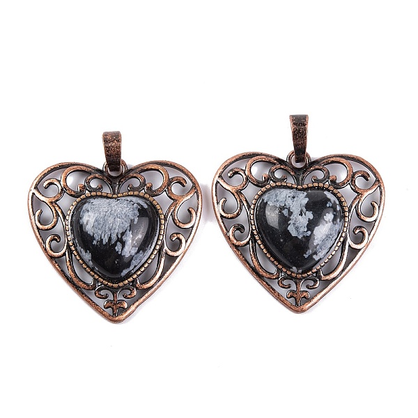 PandaHall Natural Snowflake Obsidian Peach Love Heart Pendants, Rack Plating Brass Hollow Heart Charms, Cadmium Free & Lead Free, Red Copper...
PandaHall Natural Snowflake Obsidian Peach Love Heart Pendants, Rack Plating Brass Hollow Heart Charms, Cadmium Free & Lead Free, Red Copper...