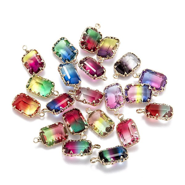 PandaHall Two Tone Transparent Glass Pendants, with Golden Plated Brass Settings, Faceted, Rectangle, Mixed Color, 18.5x11x6.5mm, Hole..., Multicolor
PandaHall Two Tone Transparent Glass Pendants, with Golden Plated Brass Settings, Faceted, Rectangle, Mixed Color, 18.5x11x6.5mm, Hole..., Multicolor