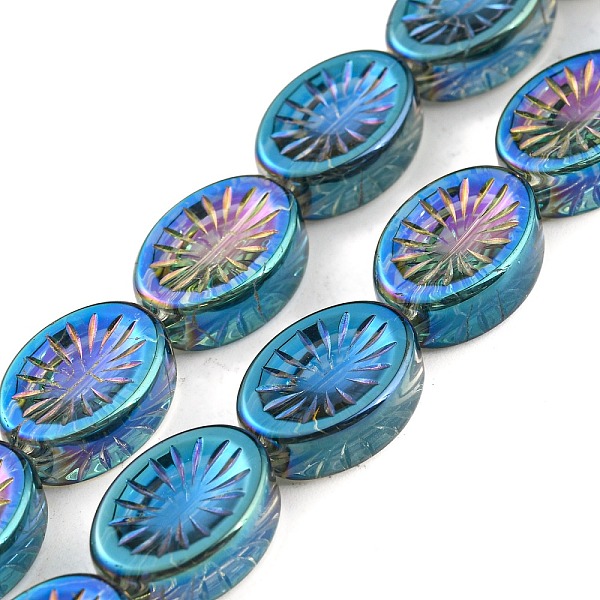 PandaHall Electroplate Glass Beads Strands, Half Rainbow Plated, Oval with Flower, Turquoise, 14x10.4x4.8mm, Hole: 1.2mm, about 45pcs/strand..., Green
PandaHall Electroplate Glass Beads Strands, Half Rainbow Plated, Oval with Flower, Turquoise, 14x10.4x4.8mm, Hole: 1.2mm, about 45pcs/strand..., Green