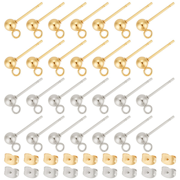 PandaHall Unicraftale 202 Stainless Steel Ball Stud Earring Findings, with 304 Stainless Steel Pins, Ear Nuts and Loop, Round, Golden &...
PandaHall Unicraftale 202 Stainless Steel Ball Stud Earring Findings, with 304 Stainless Steel Pins, Ear Nuts and Loop, Round, Golden &...