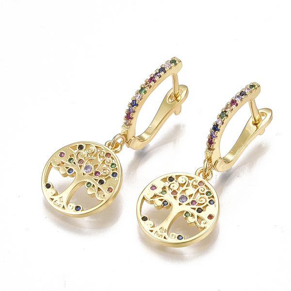 PandaHall Brass Micro Pave Cubic Zirconia Dangle Hoop Earrings, Flat Round with Tree of Life, Golden, 33.5mm, Pin: 2x0.8mm Cubic Zirconia...
PandaHall Brass Micro Pave Cubic Zirconia Dangle Hoop Earrings, Flat Round with Tree of Life, Golden, 33.5mm, Pin: 2x0.8mm Cubic Zirconia...