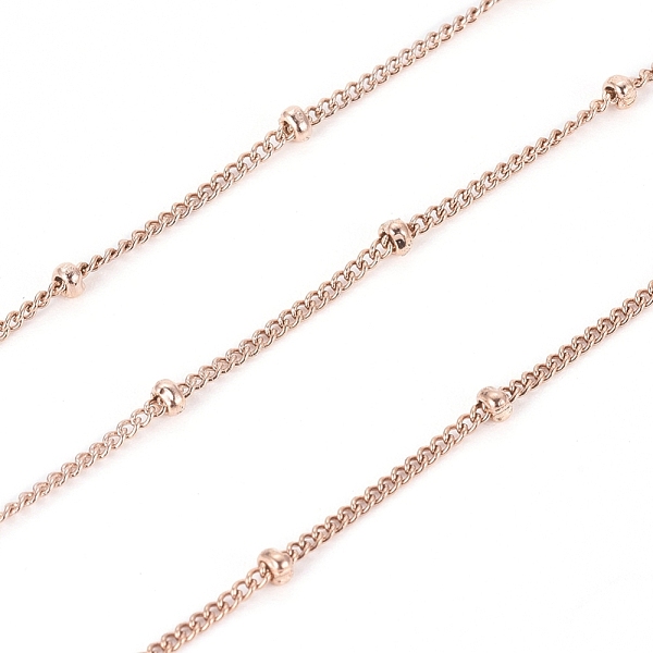 PandaHall Ion Plating(IP) 304 Stainless Steel Curb Chains, Satellite Chains, with Beads and Spool, Soldered, Rose Gold, 1.5x1x0.3mm, about...
PandaHall Ion Plating(IP) 304 Stainless Steel Curb Chains, Satellite Chains, with Beads and Spool, Soldered, Rose Gold, 1.5x1x0.3mm, about...