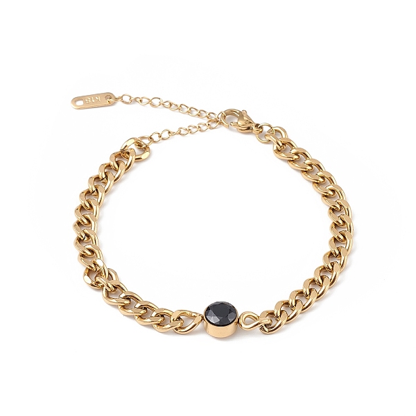 PandaHall Jet Rhinestone Flat Round Link Bracelet with Curb Chains, Ion Plating(IP) 304 Stainless Steel Jewelry for Women, Golden, 7-1/8..., Black
PandaHall Jet Rhinestone Flat Round Link Bracelet with Curb Chains, Ion Plating(IP) 304 Stainless Steel Jewelry for Women, Golden, 7-1/8..., Black