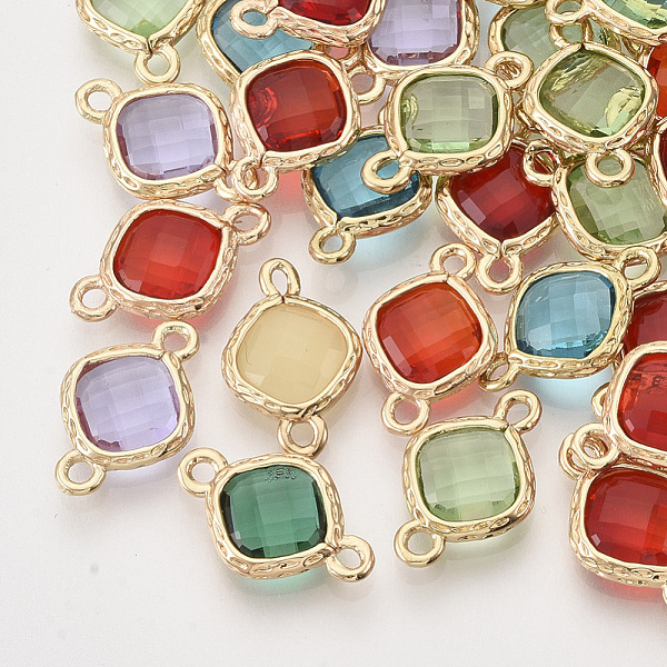 PandaHall Faceted Glass Links connectors, with Golden Tone Brass Open Back Settings, Rhombus, Mixed Color, 16.5x10.5x3.5mm, Hole: 1.4mm..., Multicolor
PandaHall Faceted Glass Links connectors, with Golden Tone Brass Open Back Settings, Rhombus, Mixed Color, 16.5x10.5x3.5mm, Hole: 1.4mm..., Multicolor