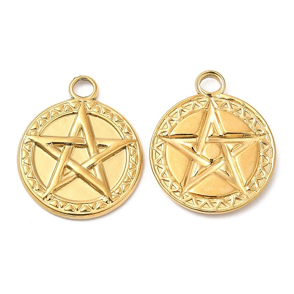 PandaHall 304 Stainless Steel Pendant, Flat Round with Star Charm, Real 18K Gold Plated, 20x17x2mm, Hole: 3mm 304 Stainless Steel Flat Round
PandaHall 304 Stainless Steel Pendant, Flat Round with Star Charm, Real 18K Gold Plated, 20x17x2mm, Hole: 3mm 304 Stainless Steel Flat Round