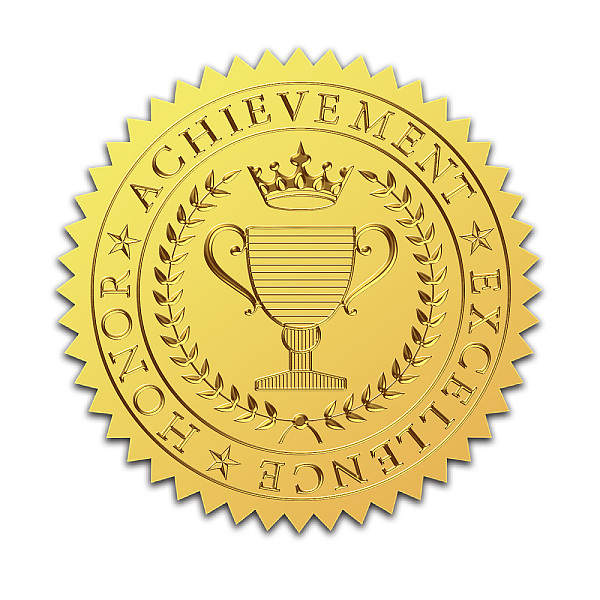 PandaHall Self Adhesive Gold Foil Embossed Stickers, Medal Decoration Sticker, Trophy Pattern, 5x5cm Metal Trophy Gold
PandaHall Self Adhesive Gold Foil Embossed Stickers, Medal Decoration Sticker, Trophy Pattern, 5x5cm Metal Trophy Gold