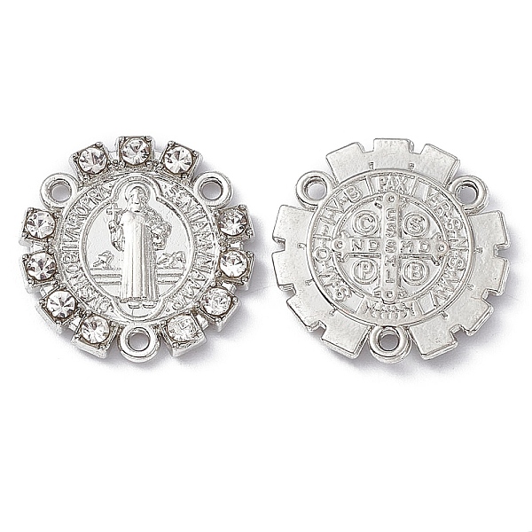 PandaHall Alloy Chandelier Component Links, with Rhinestones, Rosary Centerpiece, Flat Round with Saint, Religion Theme, Platinum, 22x3mm..., Clear
PandaHall Alloy Chandelier Component Links, with Rhinestones, Rosary Centerpiece, Flat Round with Saint, Religion Theme, Platinum, 22x3mm..., Clear