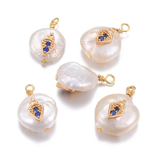 PandaHall Natural Cultured Freshwater Pearl Pendants, with Brass Micro Pave Cubic Zirconia Findings, Nuggets with Radish, Golden, Dark Blue...
PandaHall Natural Cultured Freshwater Pearl Pendants, with Brass Micro Pave Cubic Zirconia Findings, Nuggets with Radish, Golden, Dark Blue...
