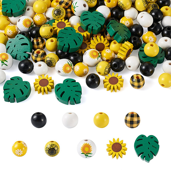 PandaHall Kissitty 120Pcs 9 Styles Painted Natural Wood Beads, Round & Leaf & Sunflower, Mixed Color, 16~19.5x16~28x8~18mm, Hole: 2.5~4.5mm..., Multicolor
PandaHall Kissitty 120Pcs 9 Styles Painted Natural Wood Beads, Round & Leaf & Sunflower, Mixed Color, 16~19.5x16~28x8~18mm, Hole: 2.5~4.5mm..., Multicolor