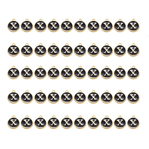 PandaHall Golden Plated Alloy Charms, with Enamel, Enamelled Sequins, Flat Round, Black, Letter.X, 14x12x2mm, Hole: 1.5mm, 50pcs/Box...
PandaHall Golden Plated Alloy Charms, with Enamel, Enamelled Sequins, Flat Round, Black, Letter.X, 14x12x2mm, Hole: 1.5mm, 50pcs/Box...