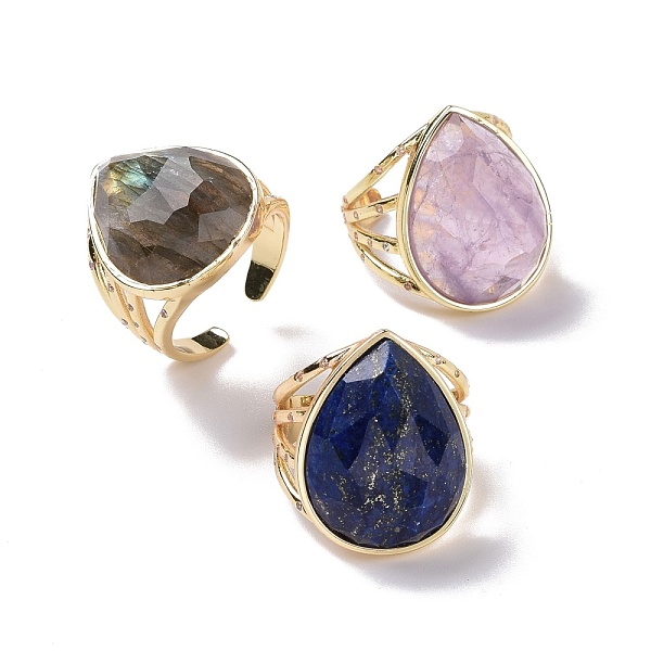 PandaHall Natural Stone Teardrop Open Cuff Ring with Clear Cubic Zirconia, Rack Plating Brass Jewelry for Women, Cadmium Free & Lead Free...
PandaHall Natural Stone Teardrop Open Cuff Ring with Clear Cubic Zirconia, Rack Plating Brass Jewelry for Women, Cadmium Free & Lead Free...