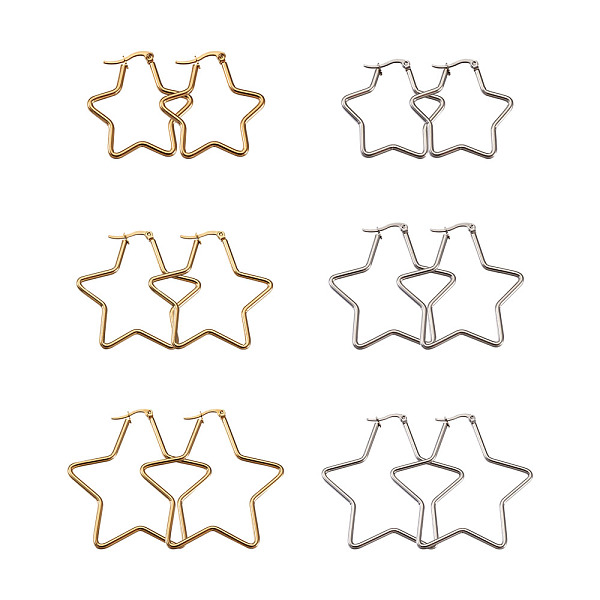 PandaHall Titanium Steel Hoop Earrings, Star, Golden & Stainless Steel Color, 12 Gauge, 30x30x2mm, 24pcs/set Titanium Steel Star
PandaHall Titanium Steel Hoop Earrings, Star, Golden & Stainless Steel Color, 12 Gauge, 30x30x2mm, 24pcs/set Titanium Steel Star