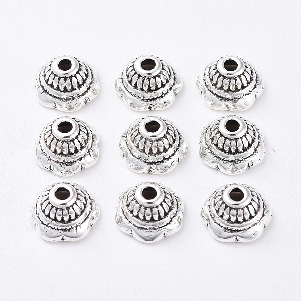PandaHall Tibetan Style Caps, Lead Free & Cadmium Free, Flower, Antique Silver, 8x5mm, Hole: 2mm Alloy
PandaHall Tibetan Style Caps, Lead Free & Cadmium Free, Flower, Antique Silver, 8x5mm, Hole: 2mm Alloy