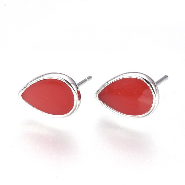PandaHall Brass Stud Earring Findings, with Loop, Enamel, Nickel Free, Teardrop, Real Platinum Plated, Red, 12x8x1.5mm, Hole: 1mm, Pin...
PandaHall Brass Stud Earring Findings, with Loop, Enamel, Nickel Free, Teardrop, Real Platinum Plated, Red, 12x8x1.5mm, Hole: 1mm, Pin...