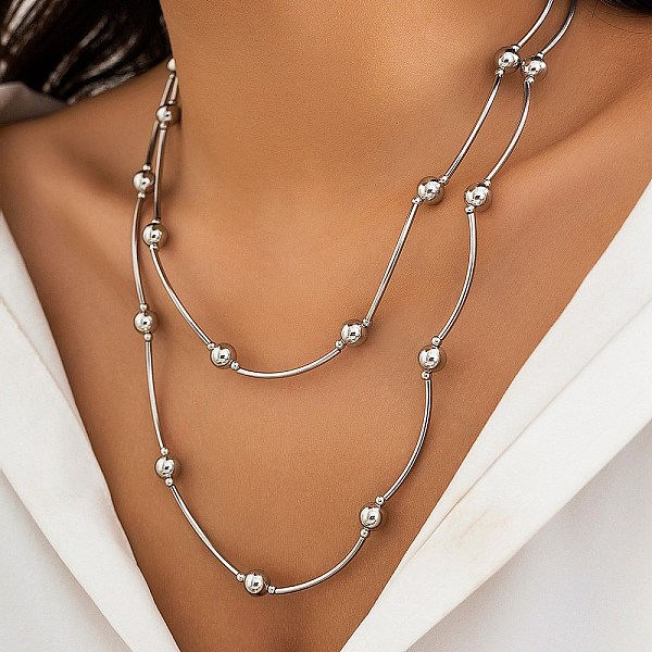 PandaHall CCB Round Beads Charm Layered Necklaces, with Brass Chain, Jewely for Women, Platinum, 42.05 inch(106.8cm) Brass Round
PandaHall CCB Round Beads Charm Layered Necklaces, with Brass Chain, Jewely for Women, Platinum, 42.05 inch(106.8cm) Brass Round
