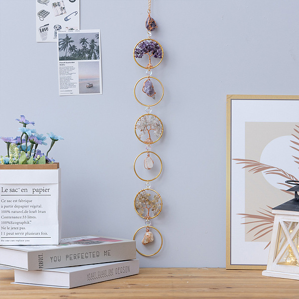 PandaHall Flat Round with Tree of Life Natural Gemstone Chips Chandelier Hanging Suncatcher, with Iron Ring, for Car Window Home Garden...
PandaHall Flat Round with Tree of Life Natural Gemstone Chips Chandelier Hanging Suncatcher, with Iron Ring, for Car Window Home Garden...