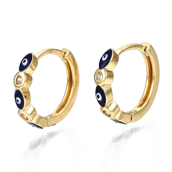 PandaHall Brass Micro Pave Cubic Zirconia Huggie Hoop Earrings, with Enamel, Nickel Free, Ring with Evil Eye, Real 16K Gold Plated, Dark...
PandaHall Brass Micro Pave Cubic Zirconia Huggie Hoop Earrings, with Enamel, Nickel Free, Ring with Evil Eye, Real 16K Gold Plated, Dark...